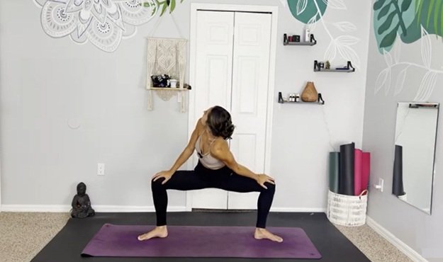 Revolved Goddess Pose yoga tutorial