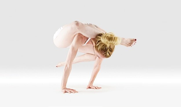 One Foot Behind Head Crane Pose yoga tutorial
